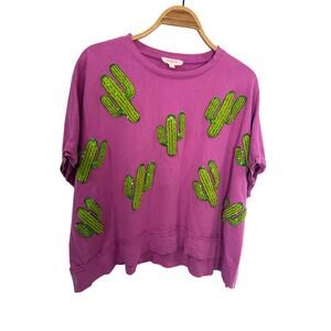 Peach Love Cactus Patch Oversized  Top Large